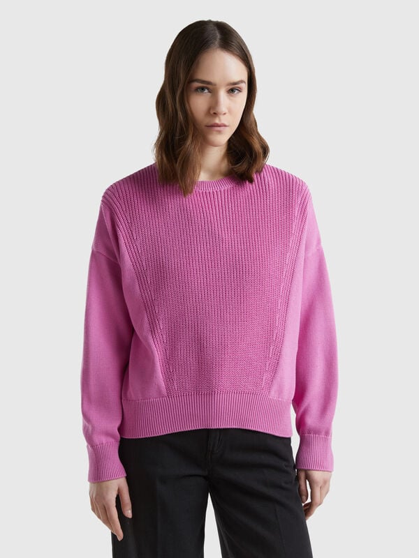 Pullover aus Baumwolle in Mauve-Rosa Damen