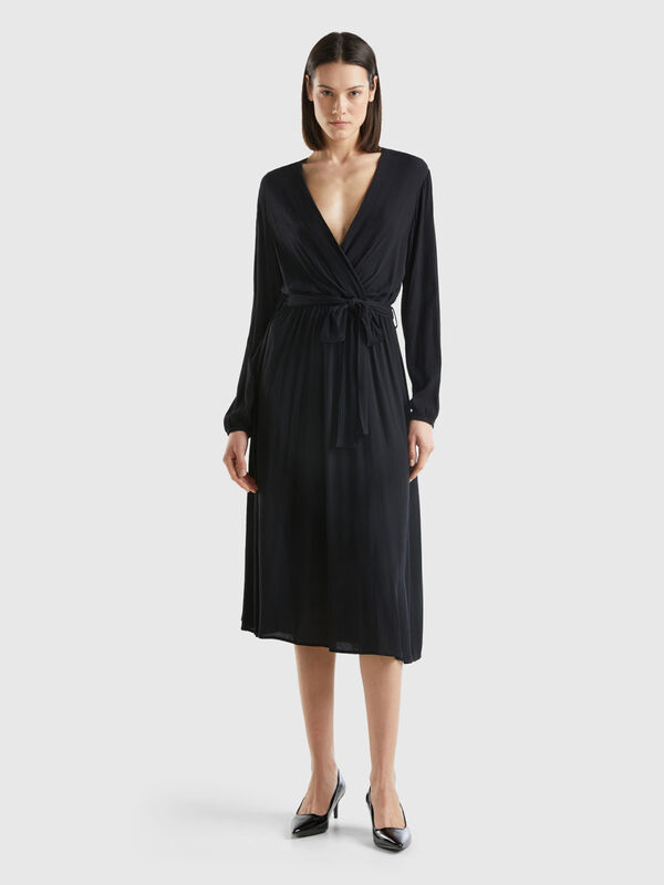YELETE Women's Color Block Contrast Midi Dress, Royal Blue / Black