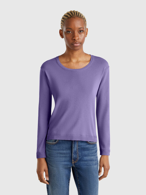 Maglia girocollo in puro cotone Donna