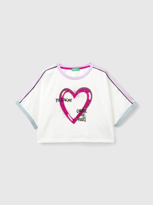 T-shirt with graffiti print and rhinestone Junior Girl