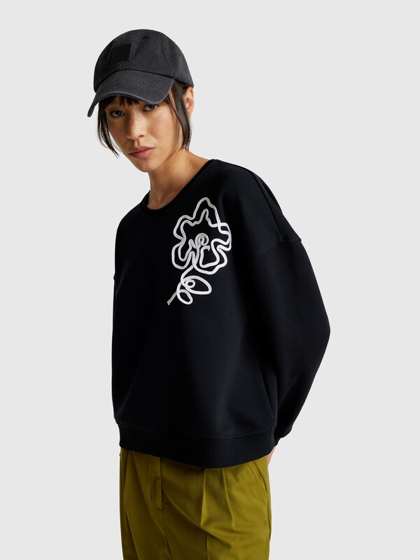 Regular fit sweatshirt with applique Women