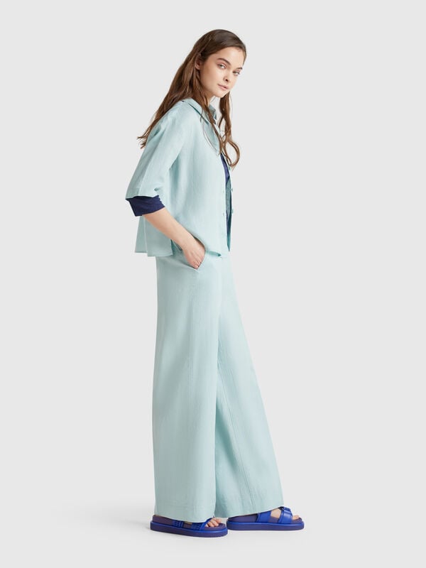 Pantaloni palazzo in 100% lino Donna