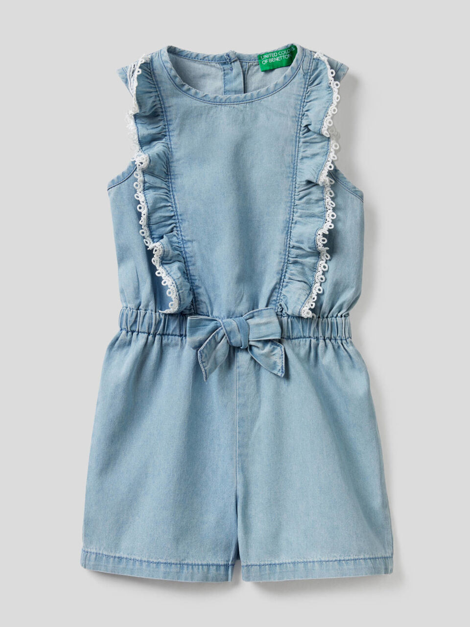 Tuta corta in jeans leggero image number 1