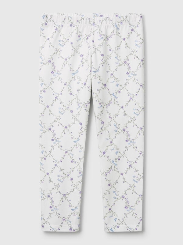 Cremefarbene Leggings mit Print Mädchen