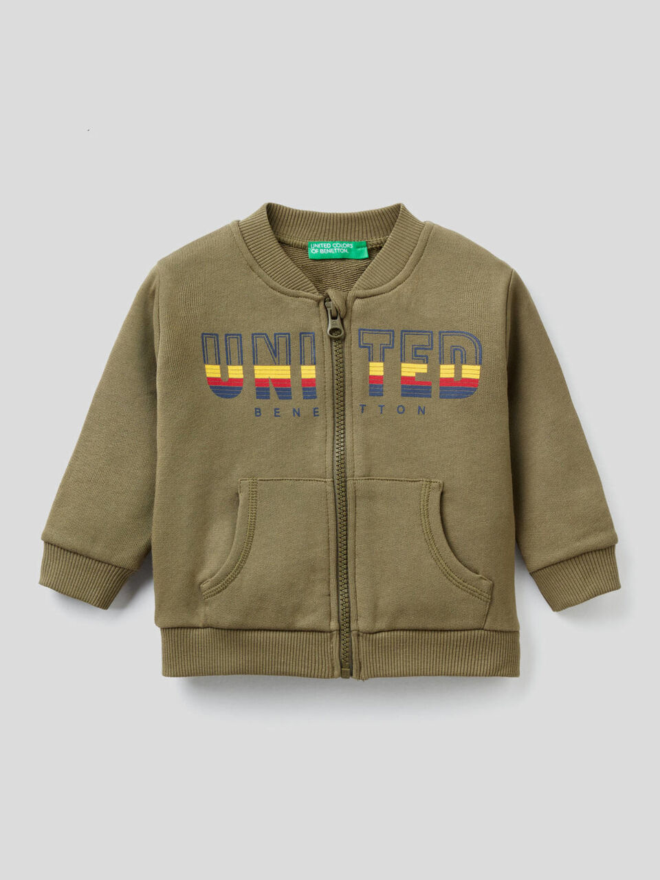 Sweatshirt with zip in organic cotton image number 1