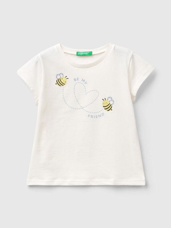 T-shirt in cotone bio con glitter Bambina