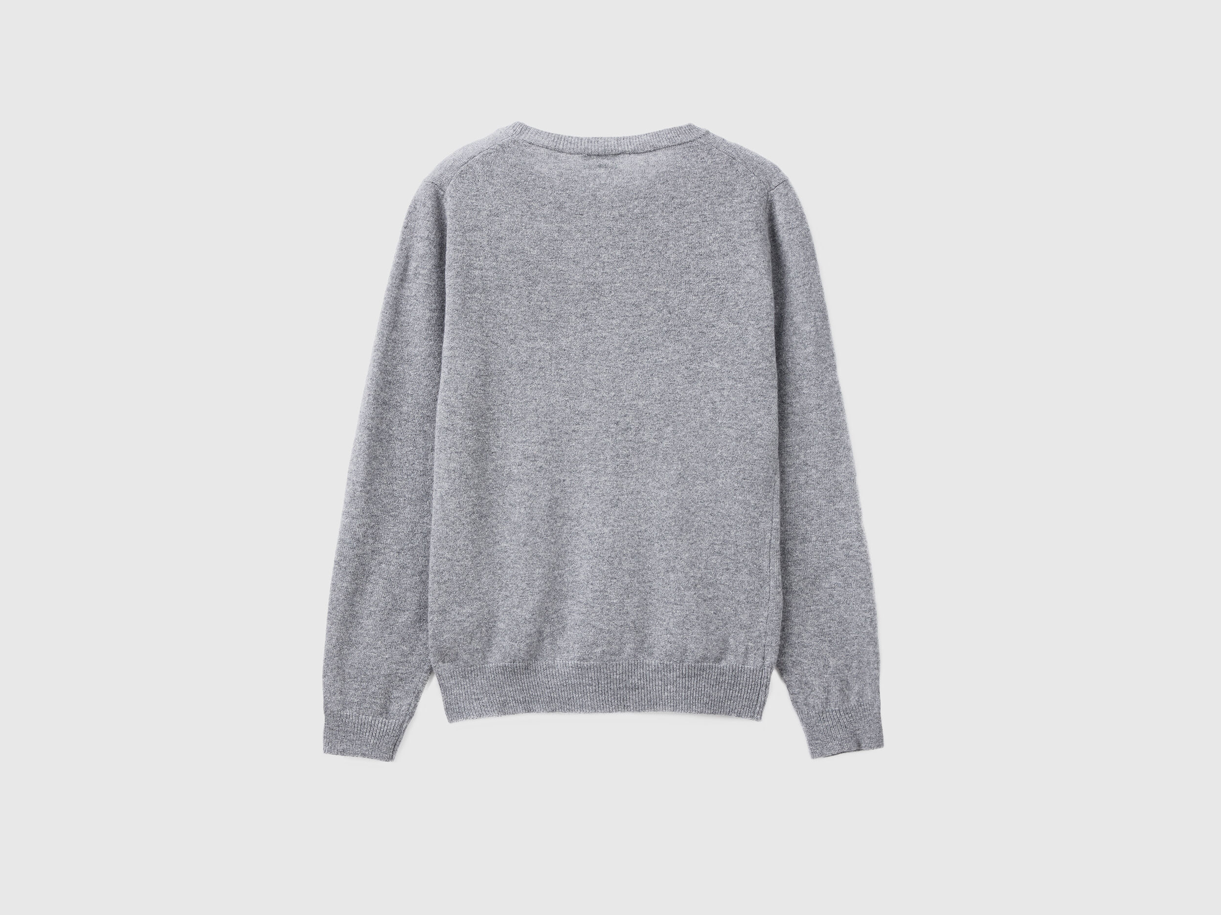 Light gray crew neck sweater in Merino wool Light Gray Benetton