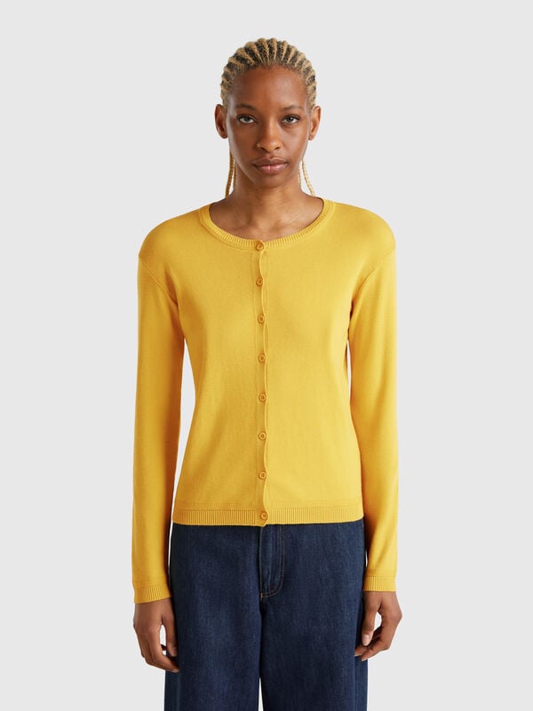 Pure cotton crew neck cardigan Women