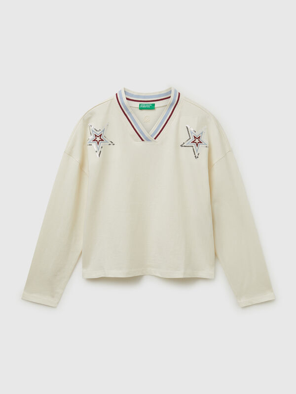 T-shirt con ricamo paillettes Bambina