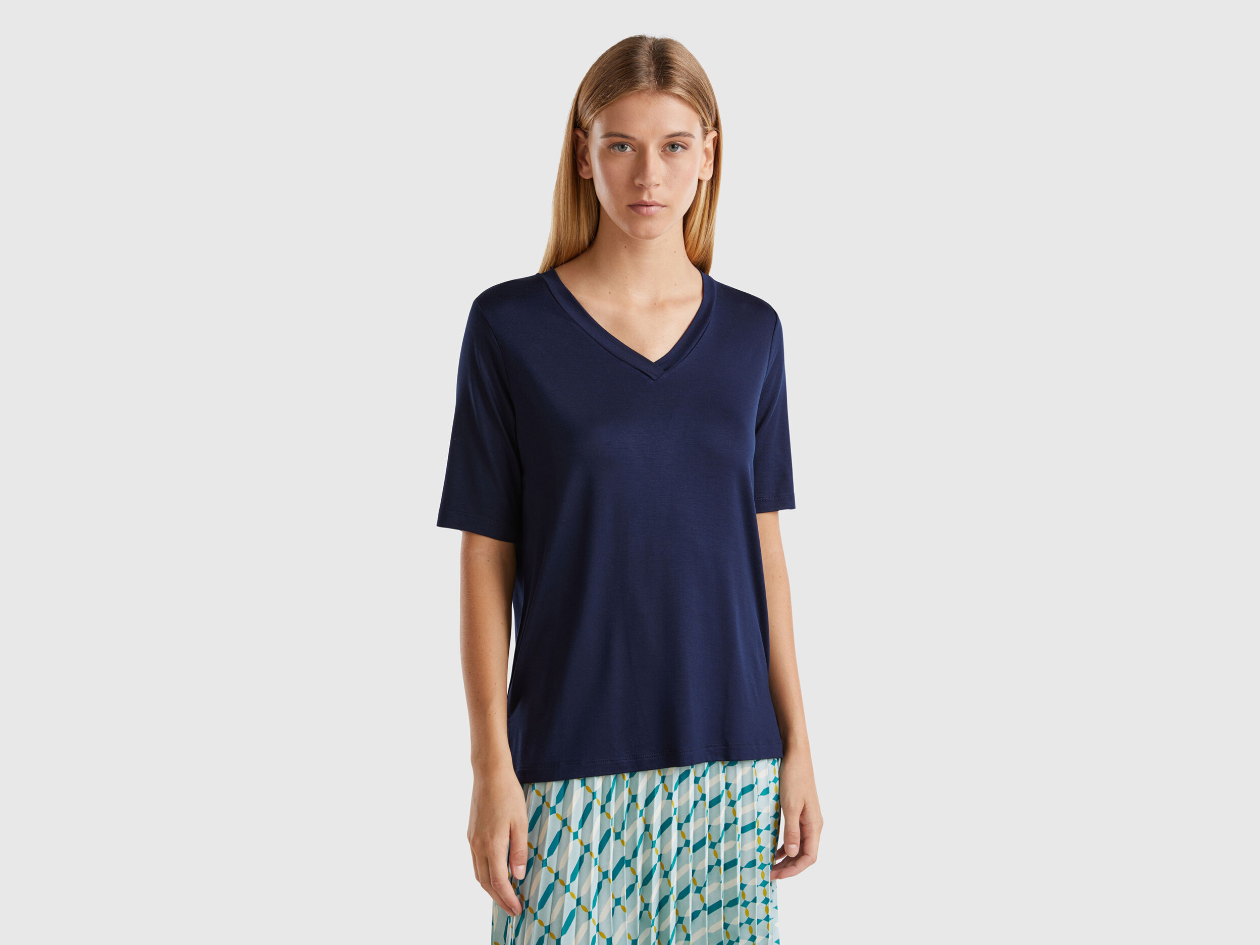 Gonna plissettata con fantasia geometrica Verde Acqua Benetton