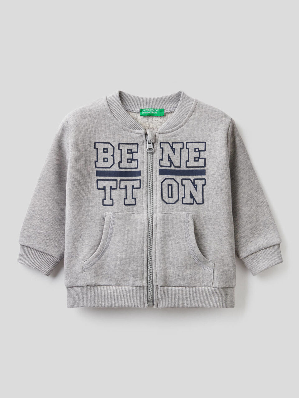 Sweatshirt with zip in organic cotton image number 1