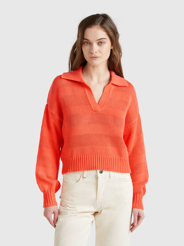 Maglioncino a polo 100% cotone Donna