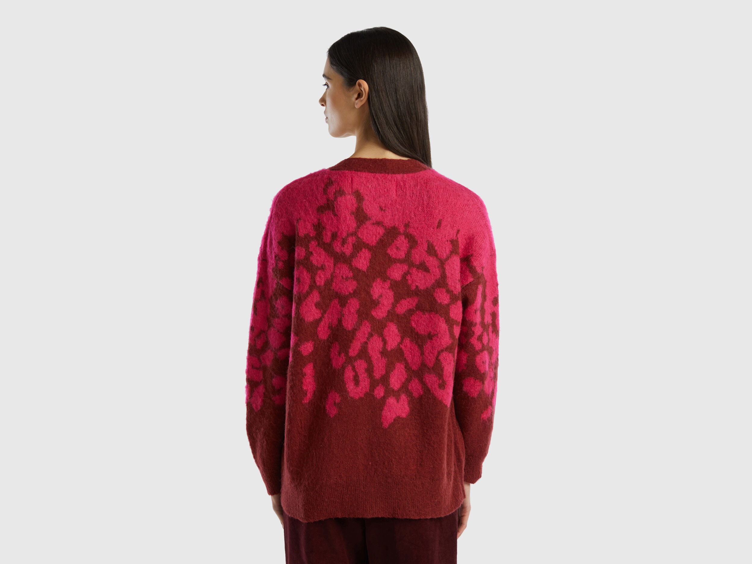 Red animal print cardigan shop
