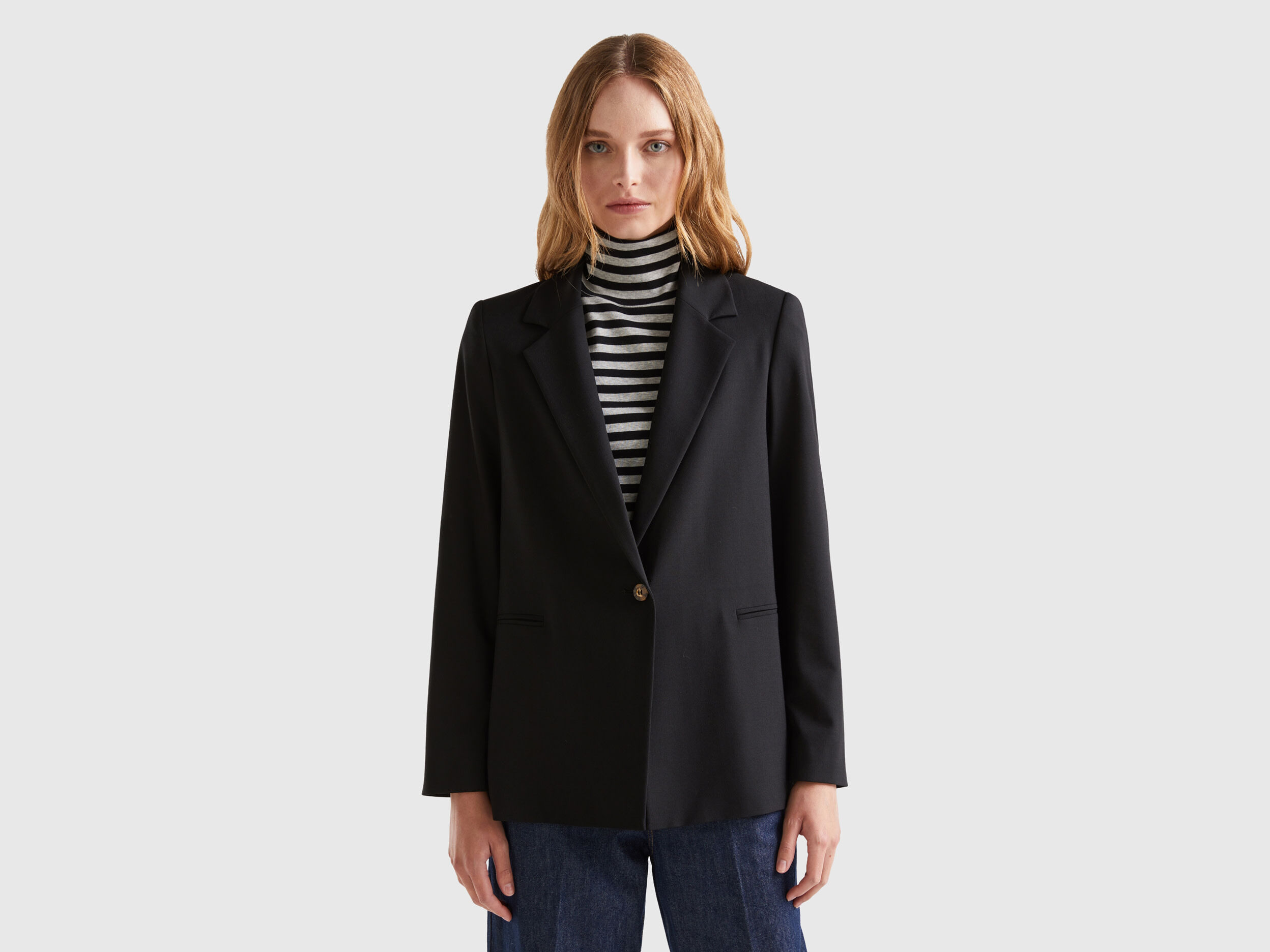 Blazer en viscose melangee stretch Noir Benetton