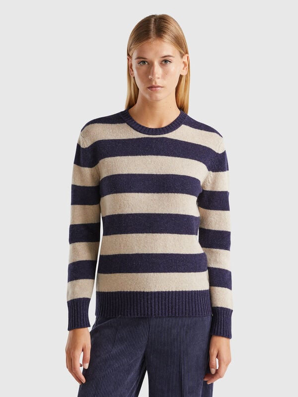 Pull rayé en pure laine Shetland Femme
