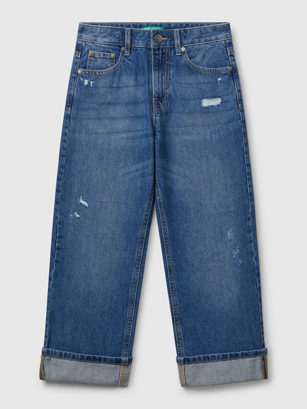Jeans straight con rotture Bambino