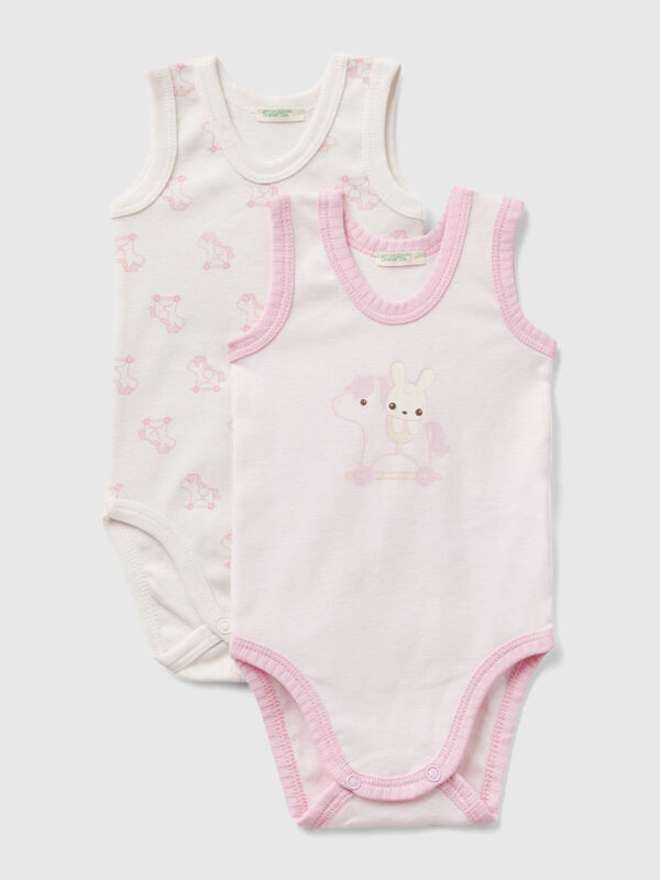 Two tank top bodysuits in organic cotton New Born (0-18 months)