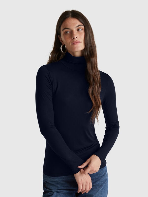 T-shirt lupetto in viscosa stretch Donna