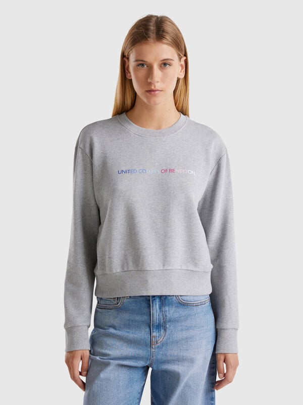 100% cotton sweatshirt with logo print Women