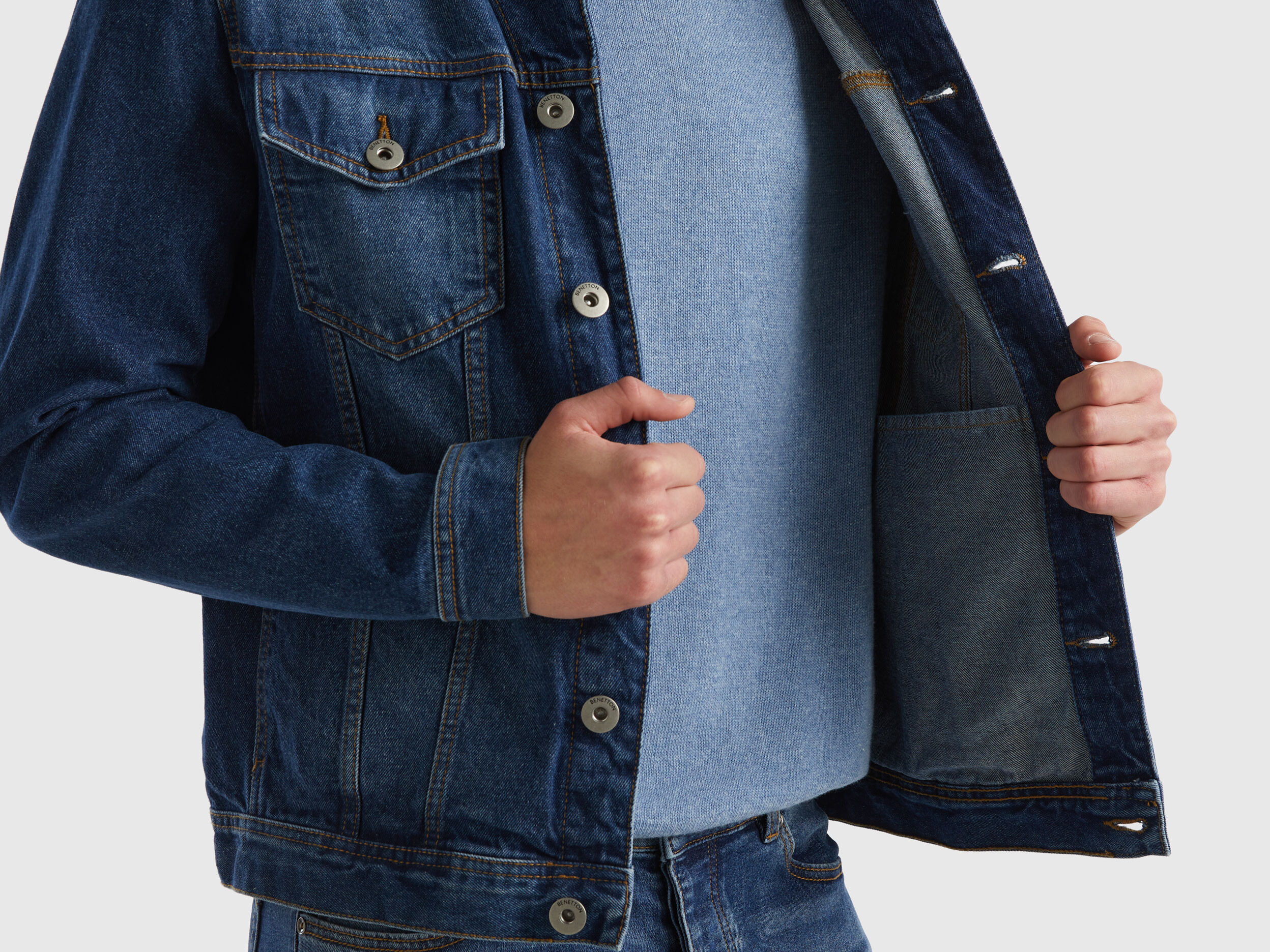 Giubbino jeans benetton clearance