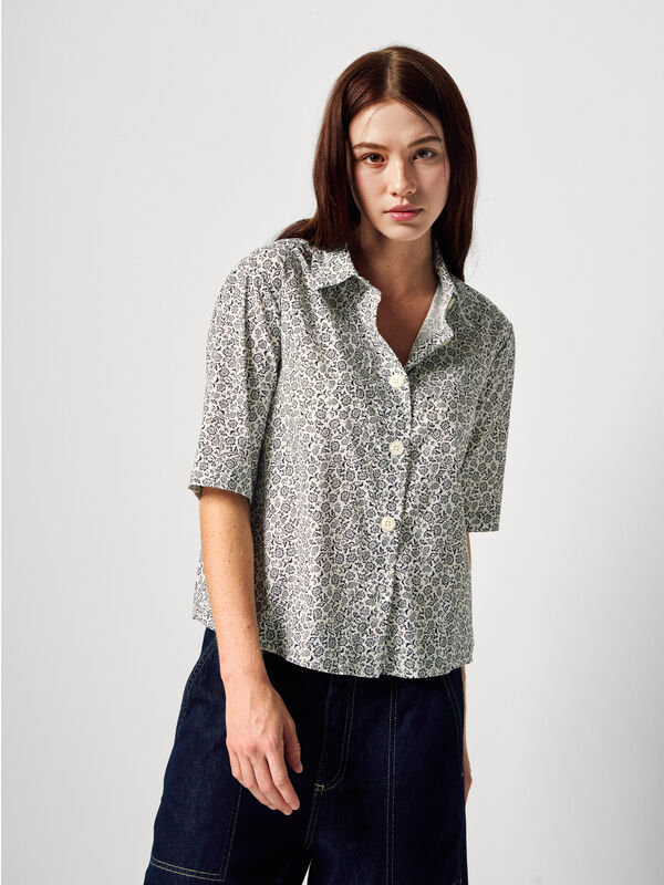 Chemise à motifs à manches courtes Femme