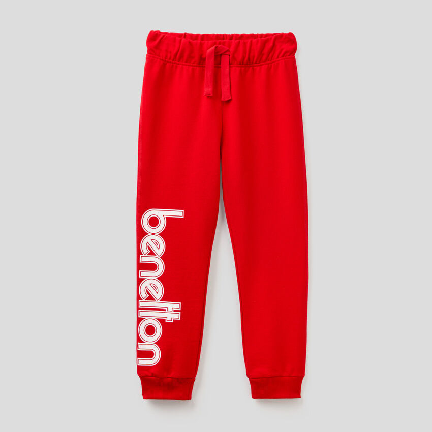 Pantaloni in felpa 100% cotone con logo