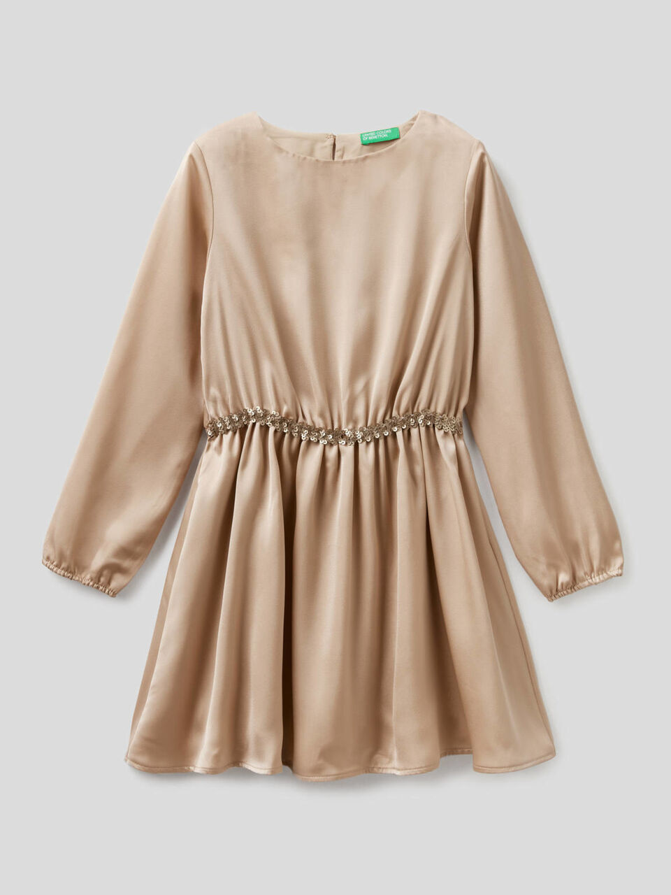 Satin dress with sequin details image number 1