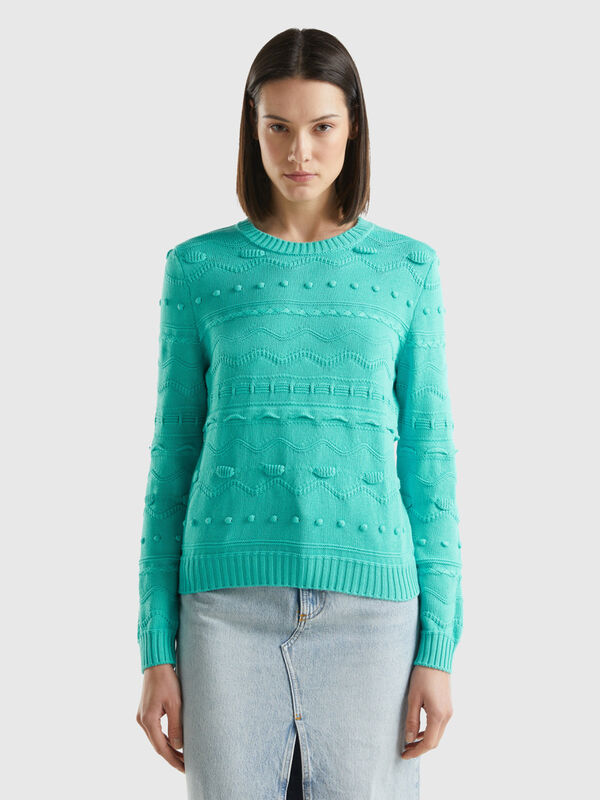 Strukturierter Pullover in Wassergrün Damen