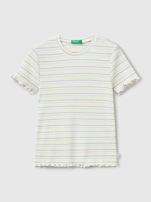 Maglietta a righe in cotone stretch Bambina