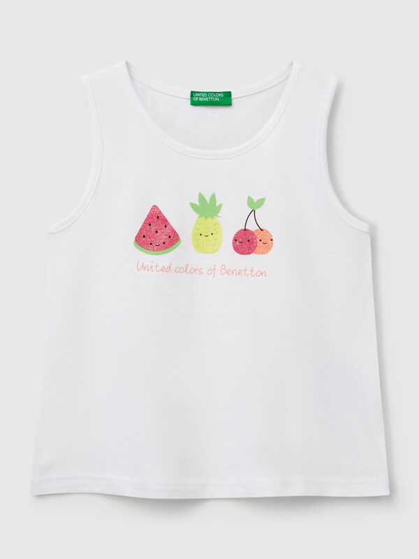 Canotta con logo in cotone bio Bambina