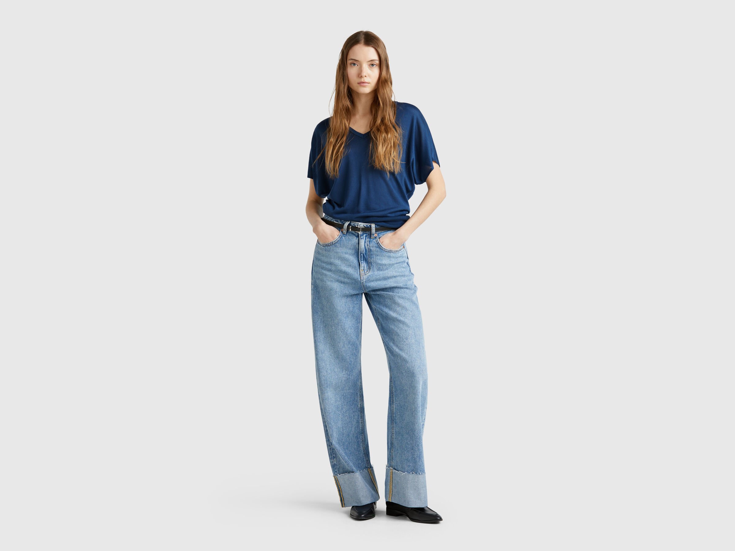 V NECK SWEATER H/S Femme image number 2