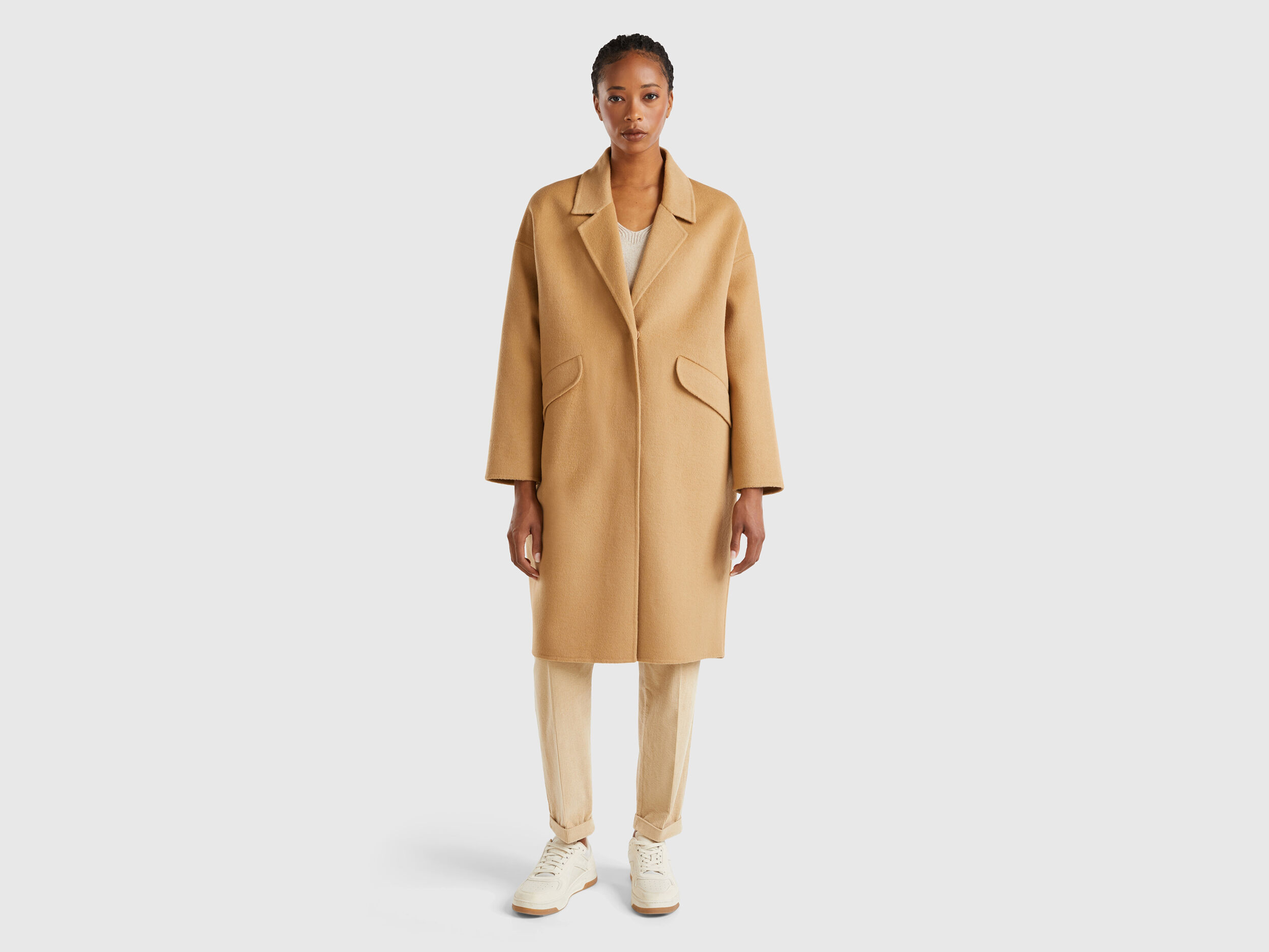 Beige midi coat hot sale