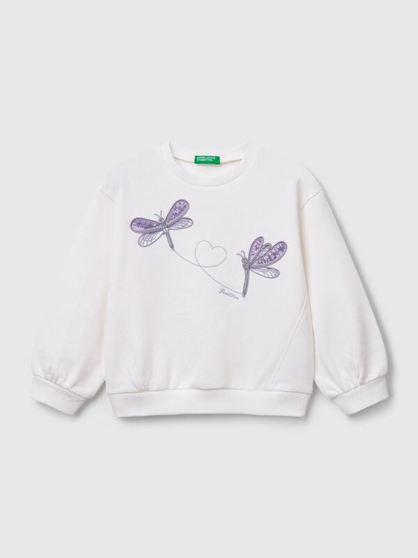 Felpa girocollo con paillettes Bambina