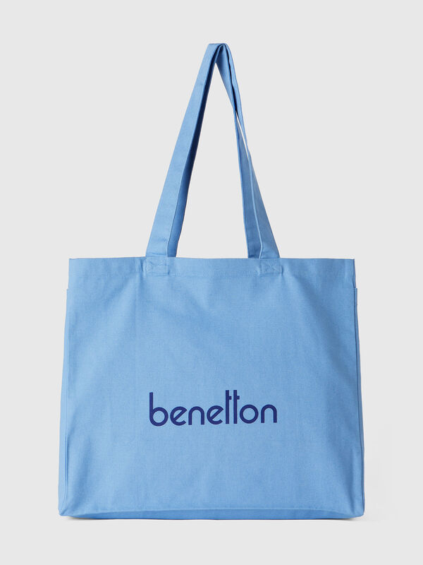 Light blue tote bag in pure cotton