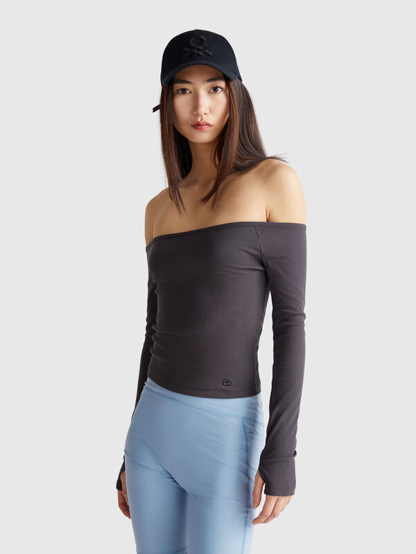 T-Shirt mit Bardot-Ausschnitt Damen