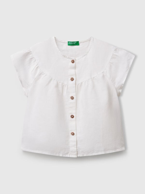 Blouse in linen blend Junior Girl