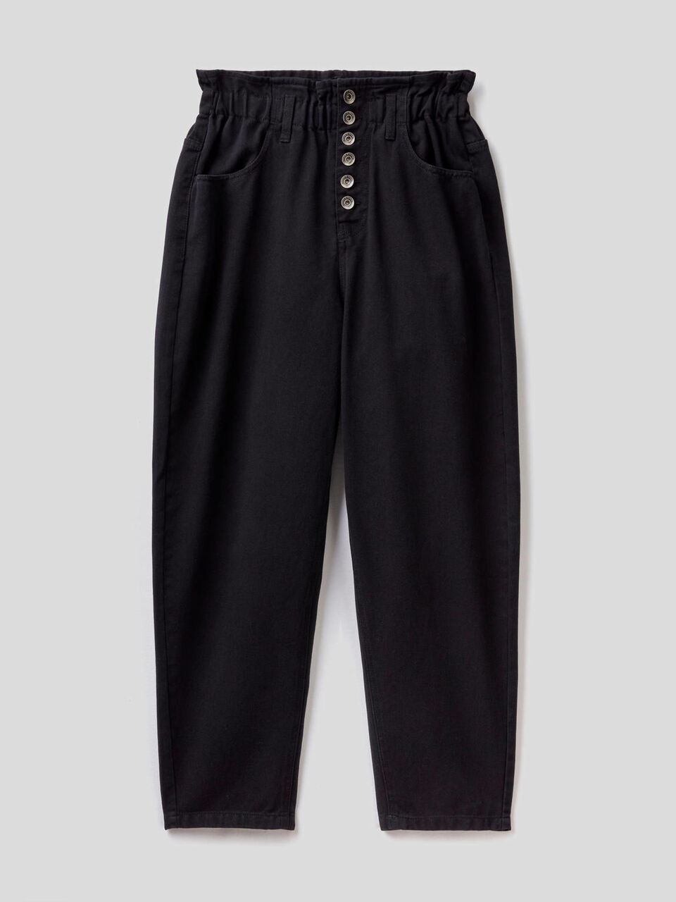 High-waisted 100% cotton trousers image number 1
