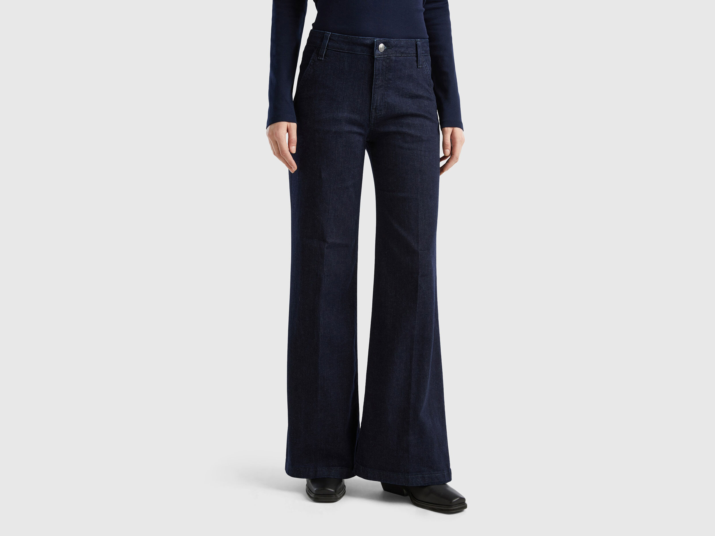 Jeans a zampa in cotone stretch Blu Scuro Benetton