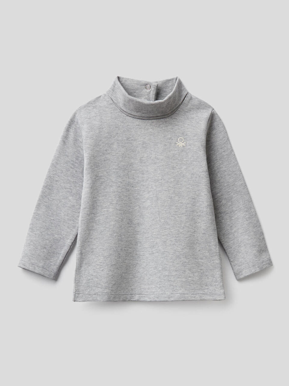 T-shirt in stretch cotton with high neck image number 1