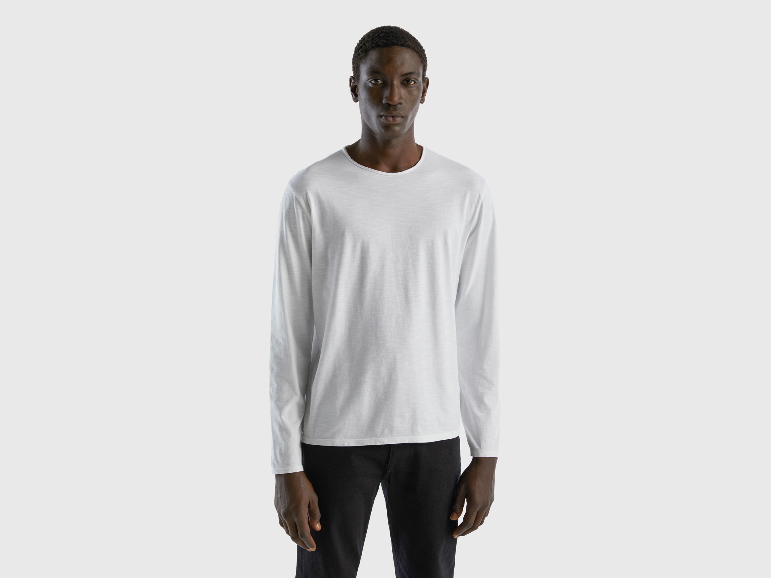 T shirt a manica lunga in 100 cotone Bianco Benetton
