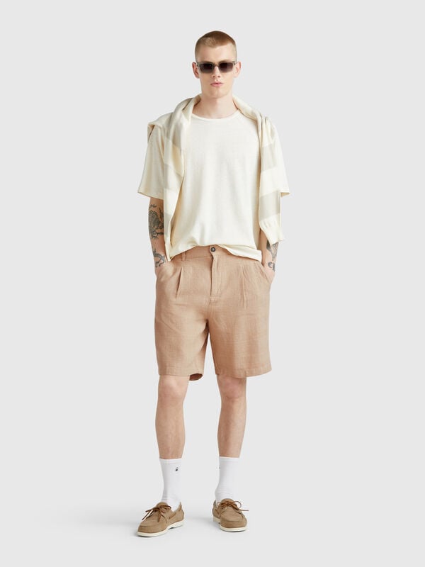 Gestreifte Shorts aus Leinenmischung Herren