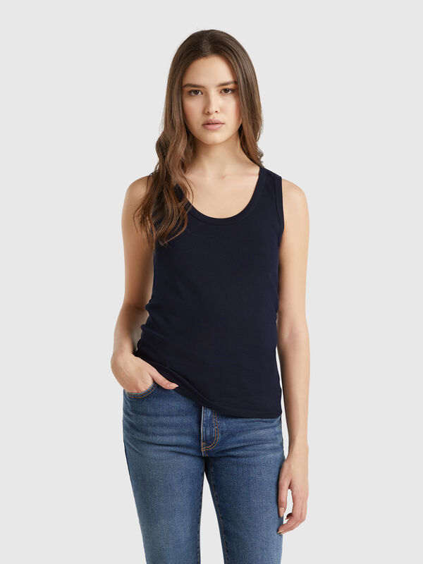 Canotta blu notte in puro cotone Donna