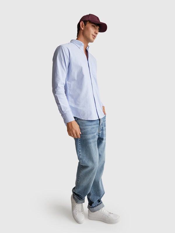 Camicia azzurra regular fit button down Uomo