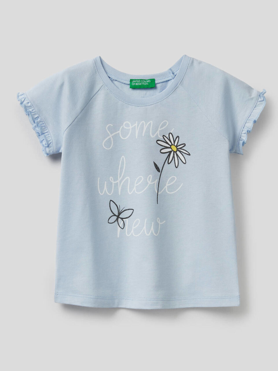 T-shirt con rouches e glitter image number 1