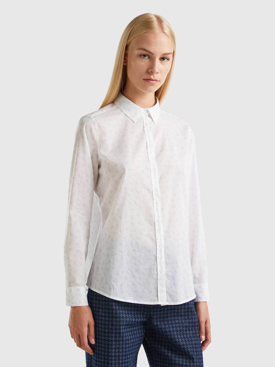 Camicia bianca a fiori Bianco Benetton